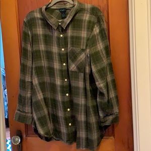 Rue 21 100% cotton green/pink flannel size 2X